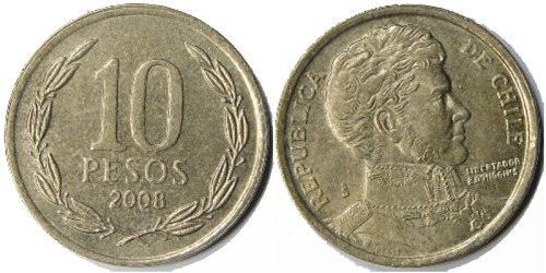 10 песо 2008 Чили