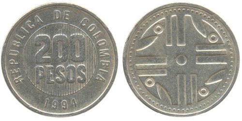 200 песо 1994 Колумбия