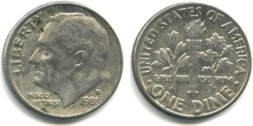 10 центов 1981 D США