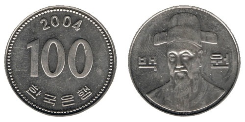 100 вон 2004 Южная Корея