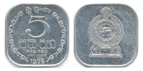 5 центов 1978 Шри-Ланка UNC