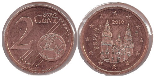 2 евроцента 2010 Испания