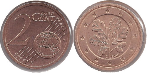 2 евроцента 2007 «D» Германия