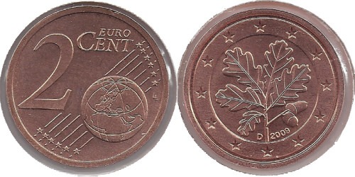 2 евроцента 2009 «D» Германия