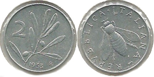 2 лиры 1953 Италия