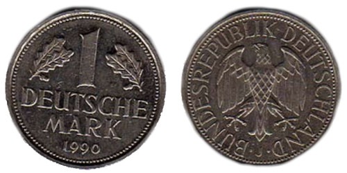 1 марка 1990 «J» Германия