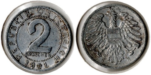 2 гроша 1951 Австрия