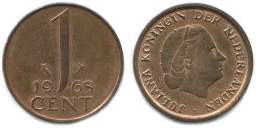 1 цент 1968 Нидерланды