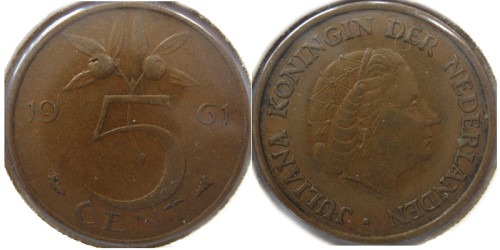 5 центов 1961 Нидерланды