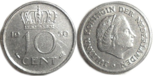 10 центов 1950 Нидерланды