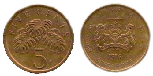 5 центов 1986 Сингапур