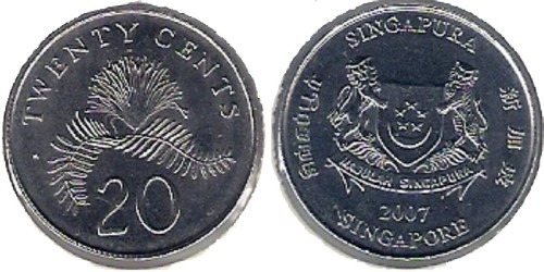 20 центов 2007 Сингапур