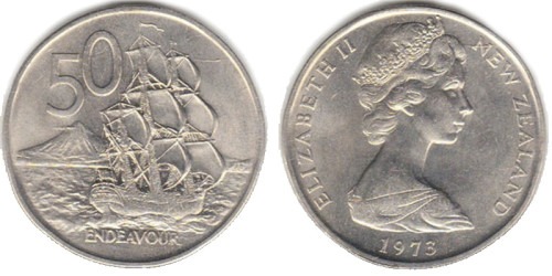 50 центов 1973 Новая Зеландия