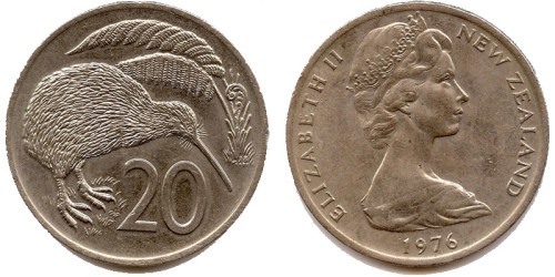 20 центов 1976 Новая Зеландия