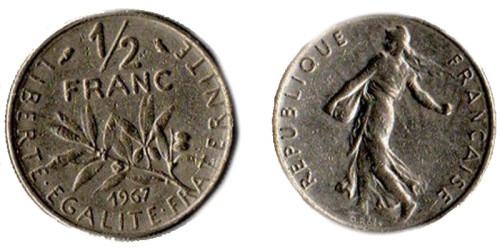 1/2 франка 1967 Франция