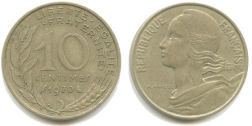 10 сантимов 1970 Франция