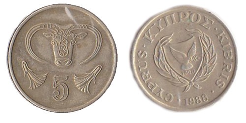 5 центов 1988 Республика Кипр