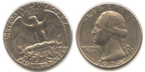 25 центов 1974 D США