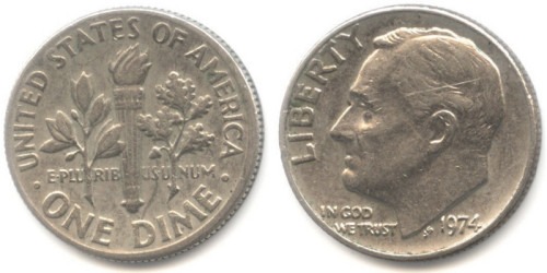 10 центов 1974 США