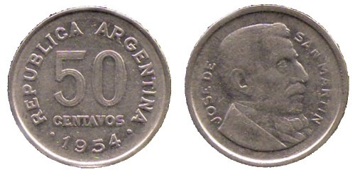 50 сентаво 1954 Аргентина