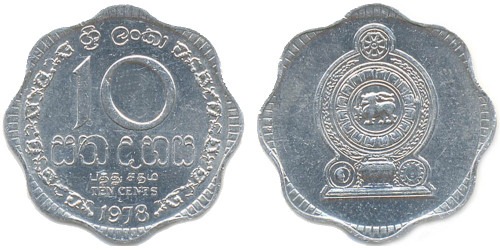 10 центов 1978 Шри-Ланка UNC