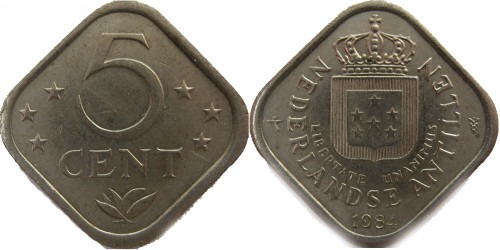 5 центов 1984 Нидерландские Антильские острова