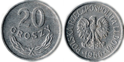 20 грошей 1966 Польша