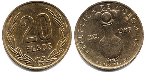 20 песо 1988 Колумбия