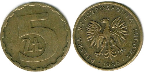5 злотых 1986 Польша