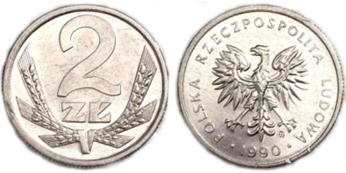 2 злотых 1990 Польша