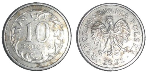 10 грошей 1991 Польша
