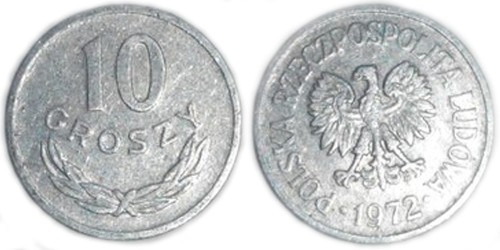 10 грошей 1972 Польша