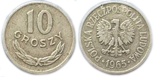 10 грошей 1965 Польша