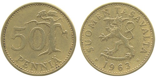 50 пенни 1963 Финляндия