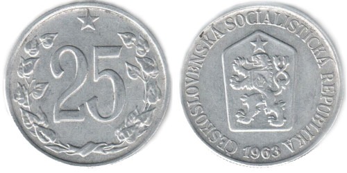 25 геллеров 1963 Чехословакии