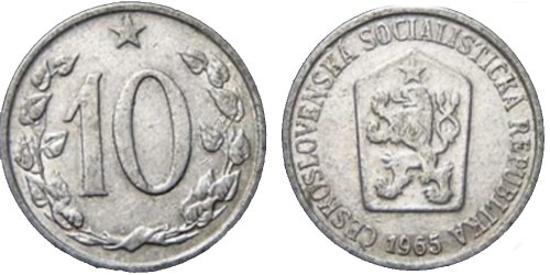 10 геллеров 1965 Чехословакии