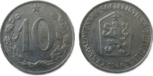 10 геллеров 1968 Чехословакии