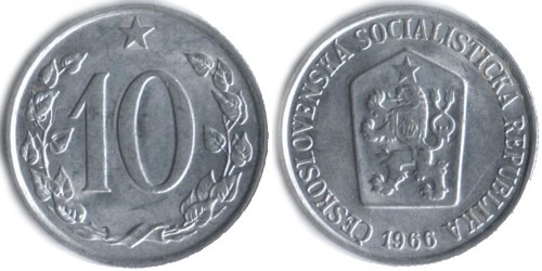 10 геллеров 1966 Чехословакии