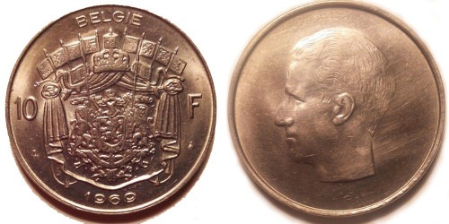 10 франков 1969 Бельгия (VL)