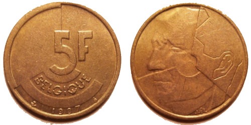 5 франков 1987 Бельгия (FR)