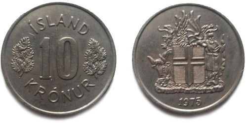 10 крон 1975 Исландия