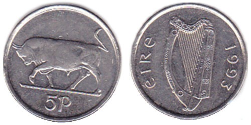5 пенсов 1993 Ирландия
