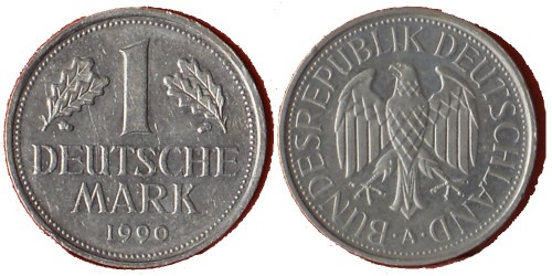 1 марка 1990 «A» Германия