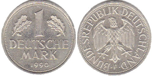 1 марка 1990 «F» Германия