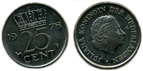 25 центов 1978 Нидерланды