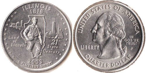 25 центов 2003 P США — Иллинойс — Illinois