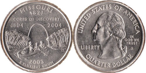 25 центов 2003 D США — Миссури — Missouri