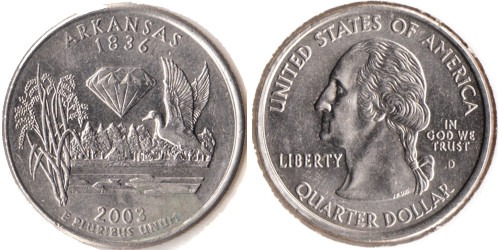 25 центов 2003 D США — Арканзас — Arkansas