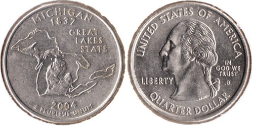 25 центов 2004 D США — Мичиган — Michigan