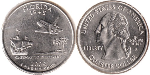 25 центов 2004 D США — Флорида — Florida UNC